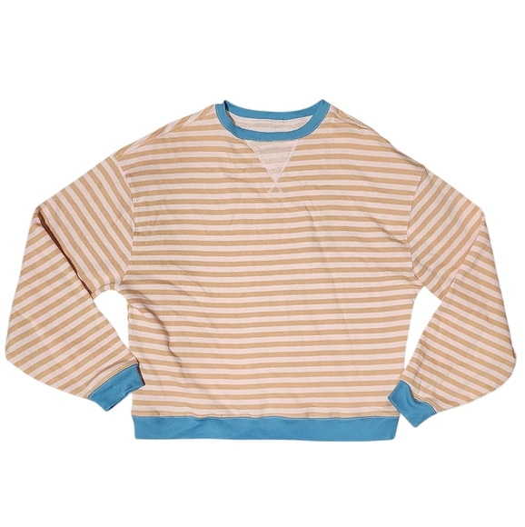 We The Free By Free People Classic Crew Neck Sweater Latte Combo Womens XS - Picture 2 of 11